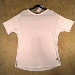 NWT Adidas White Performance Sports Tee,  SS Q3 CF0291, Size: Small